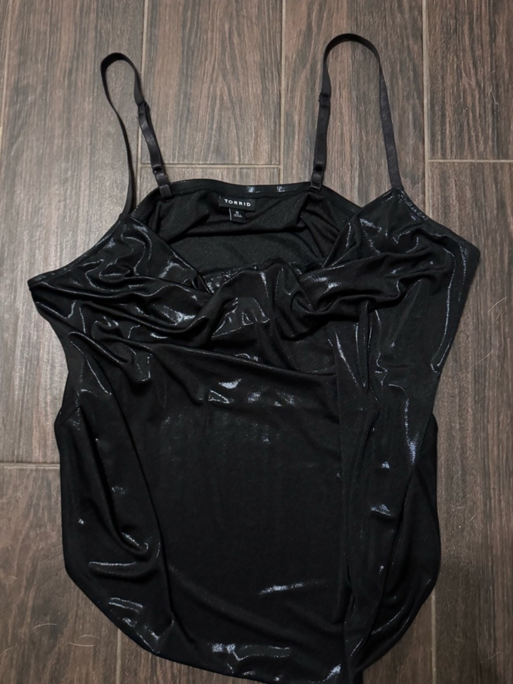 torrid Black Shimmer Cowl Neck Camisole with Adjustable Straps
